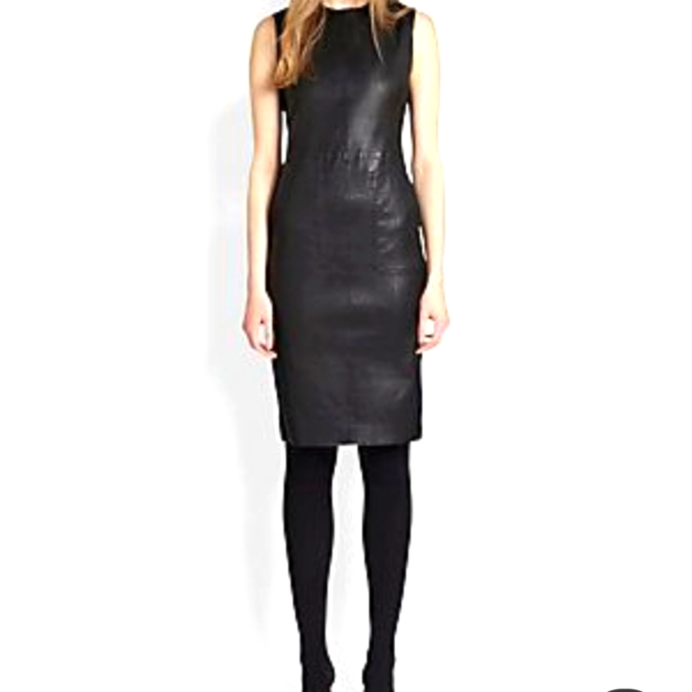 Vince Stretch Leather Pencil Dress Size 4